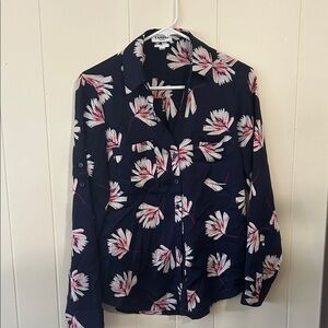 Express Navy Floral Button Down Portofino Shirt small